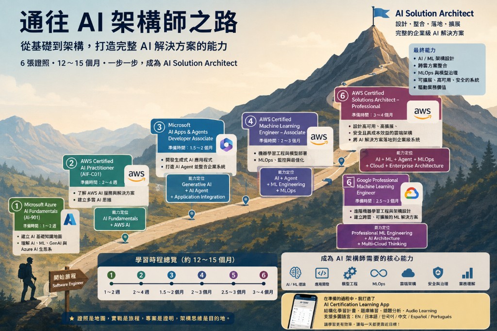 Road to AI architect: a learning map of six certifications from fundamentals to enterprise architecture