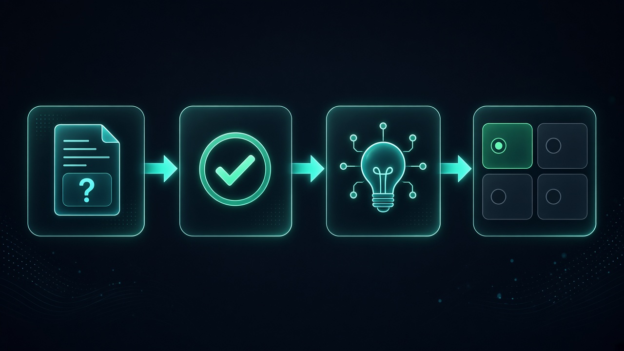 Explanation thinking map: question, correct answer, concept, then when each option applies.